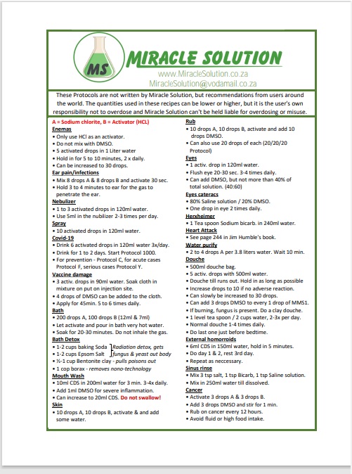 cliffs notes of chlorine dioxide protocols